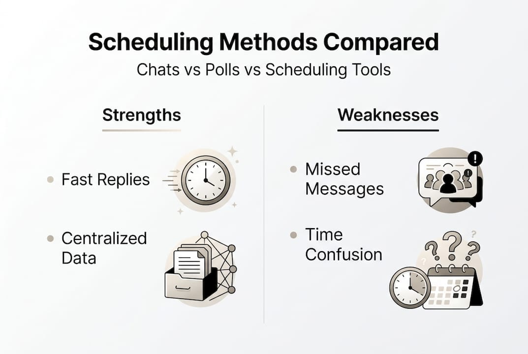 Infographic comparing group scheduling methods