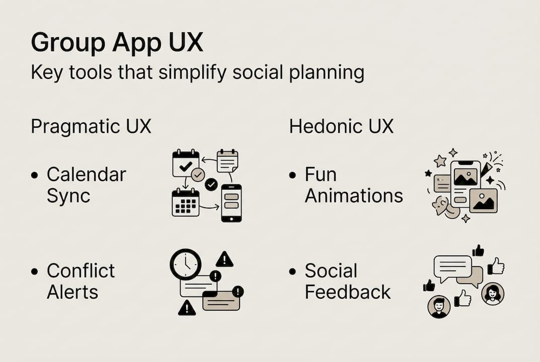 Infographic of pragmatic and hedonic UX features