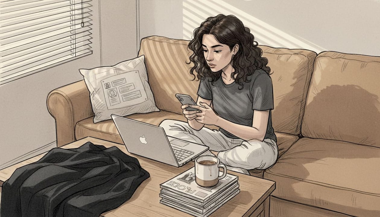 Woman coordinating group outing on phone and laptop