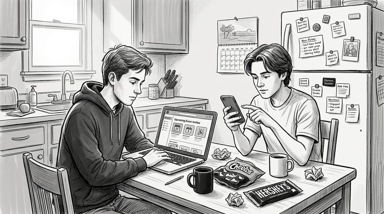 Students coordinating group plans with apps