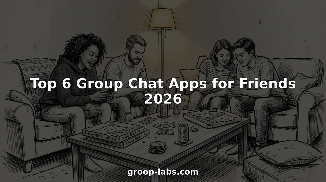 Group of friends using chat apps around coffee table