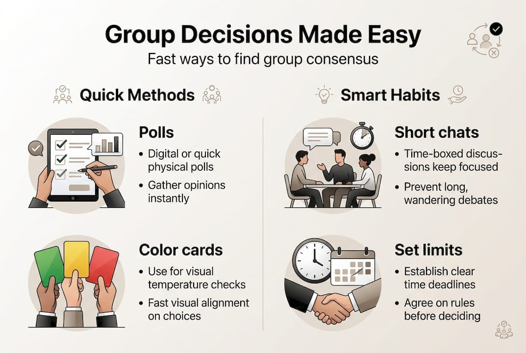 Infographic showing easy group decision methods