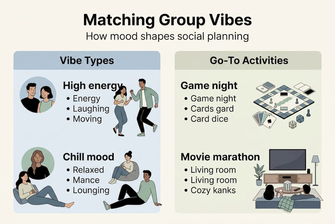 Infographic showing group vibe and activity match