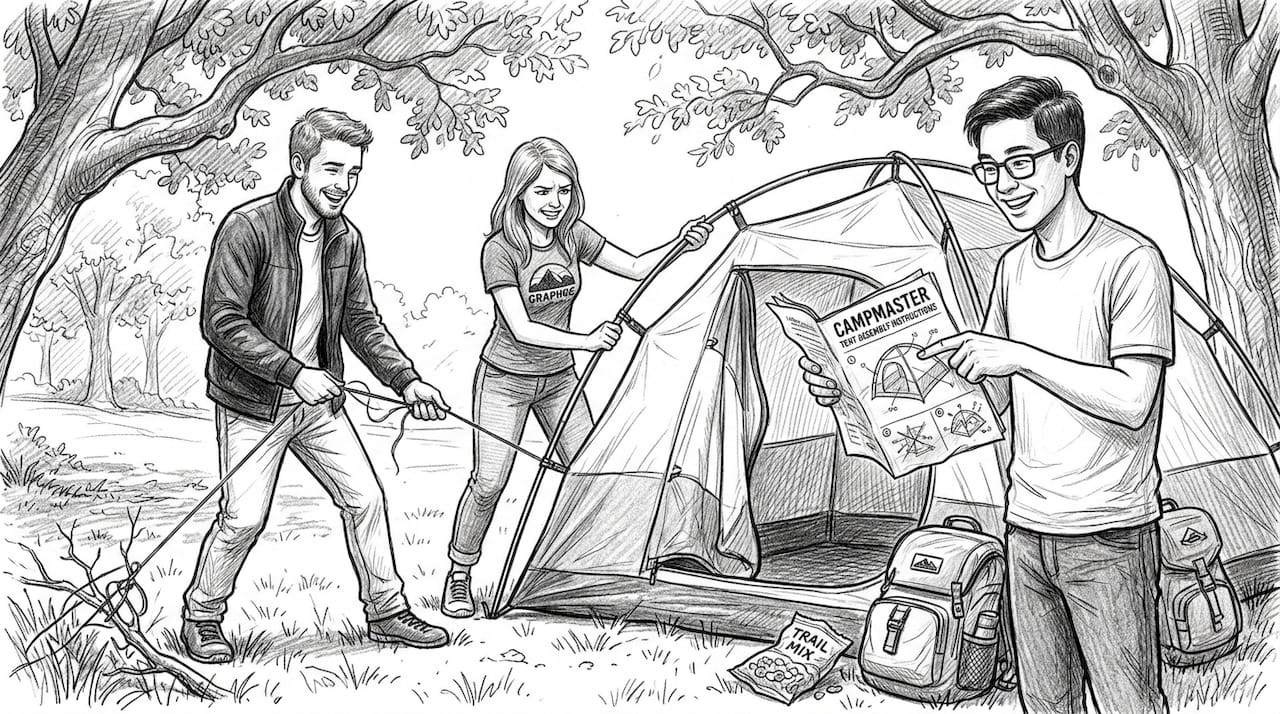 Friends collaborating during group outdoor activity