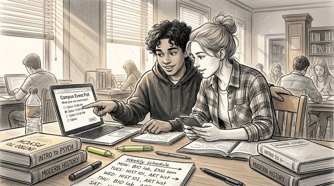 Students using digital poll for group meeting