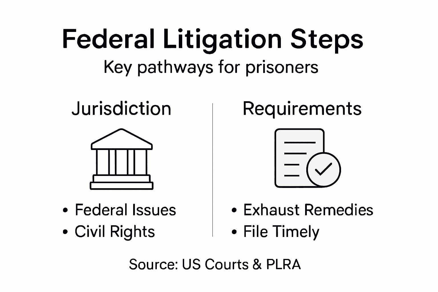 Federal Court Litigation: Pathways for Prisoners Infographic summarizing prisoner litigation pathways