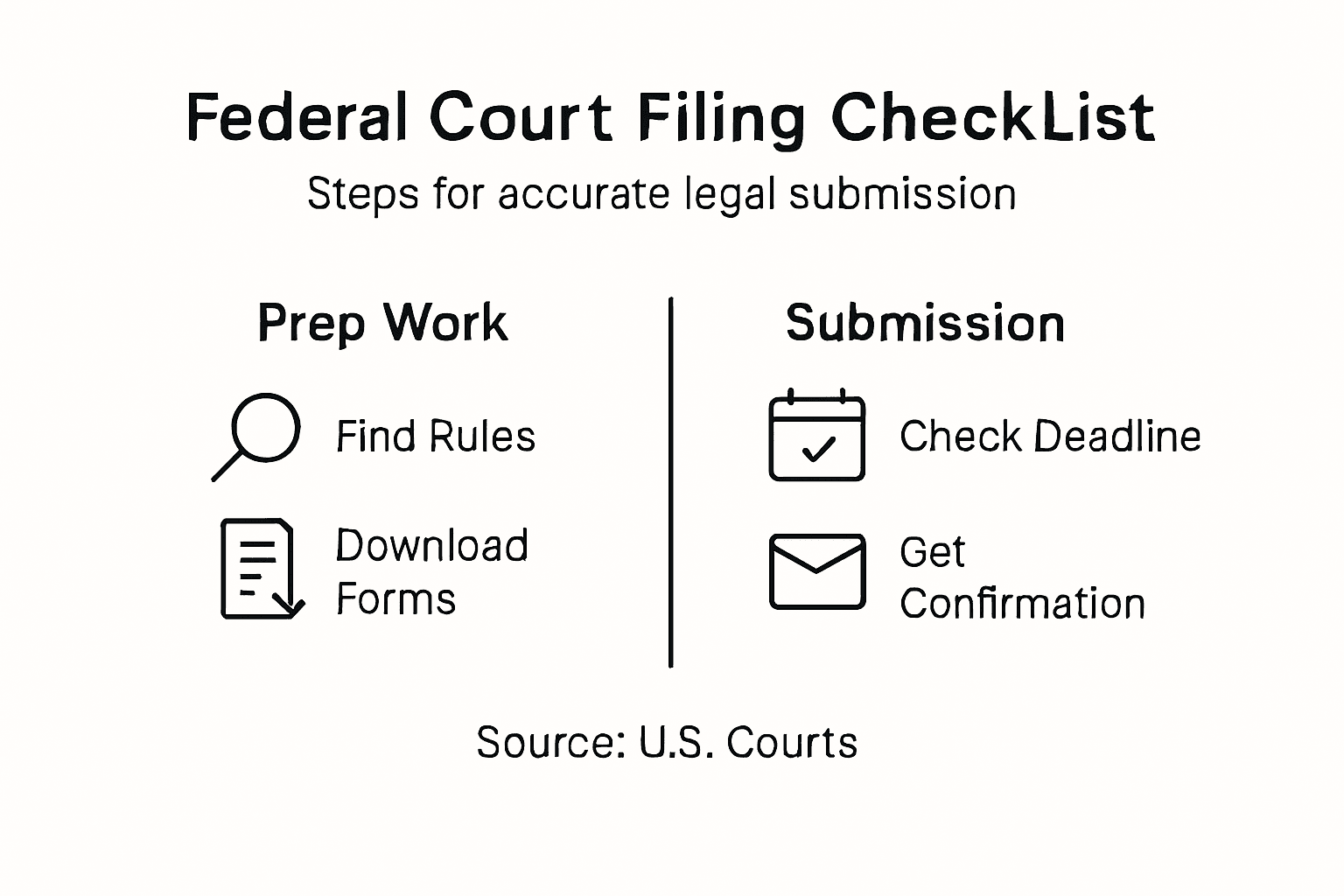 What Is Federal Court Filing and Why Accuracy Matters Infographic showing federal court filing steps