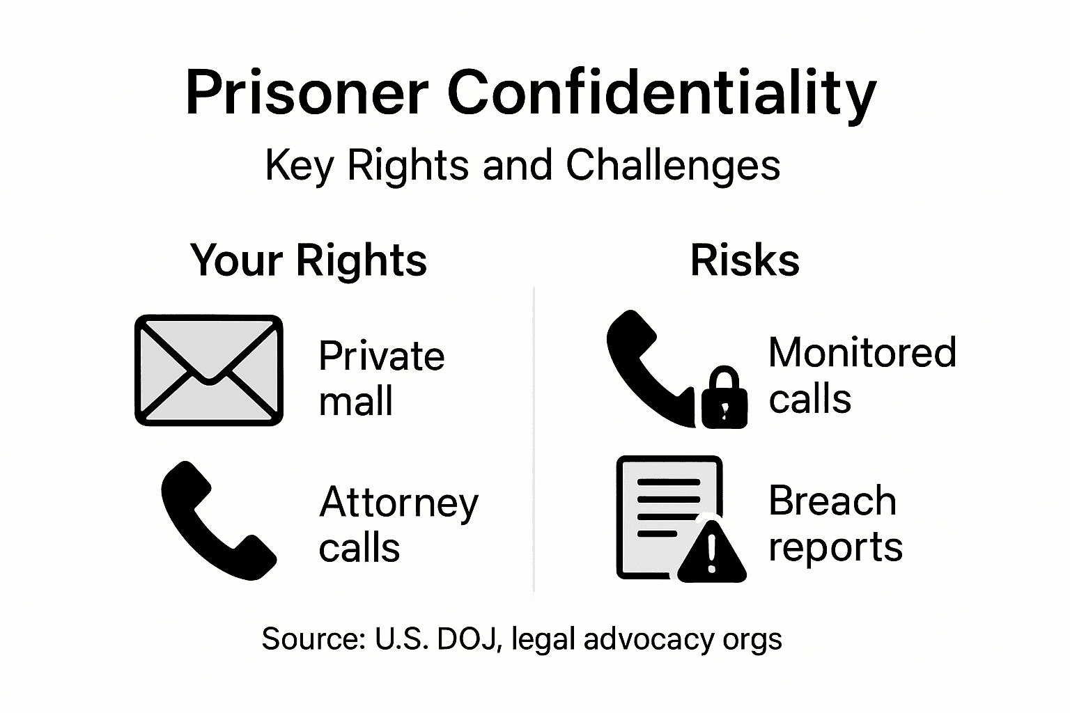 Confidentiality in Legal Services – Why It Matters for Prisoners Infographic on prisoner legal confidentiality rights and risks
