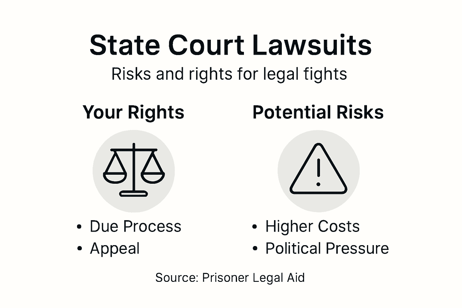 Infographic outlining state court risks and rights