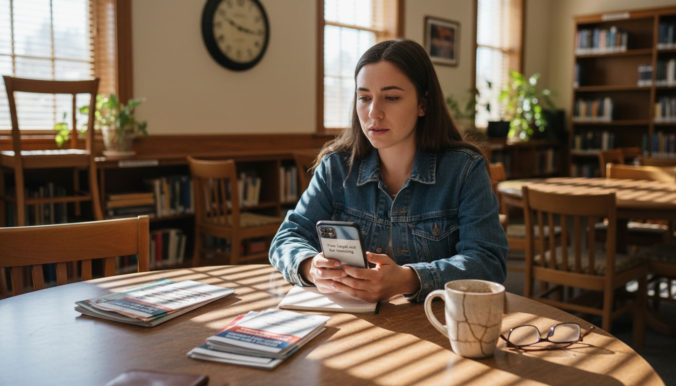 Woman using voice search for legal help