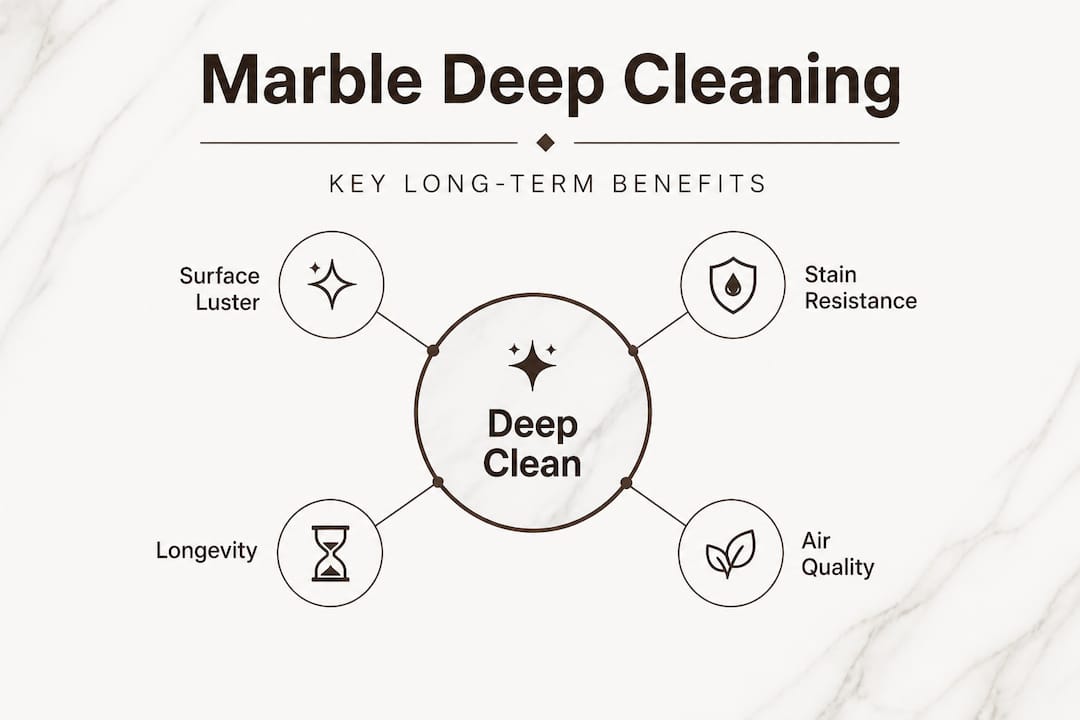 Infographic showing hierarchy of marble deep cleaning benefits