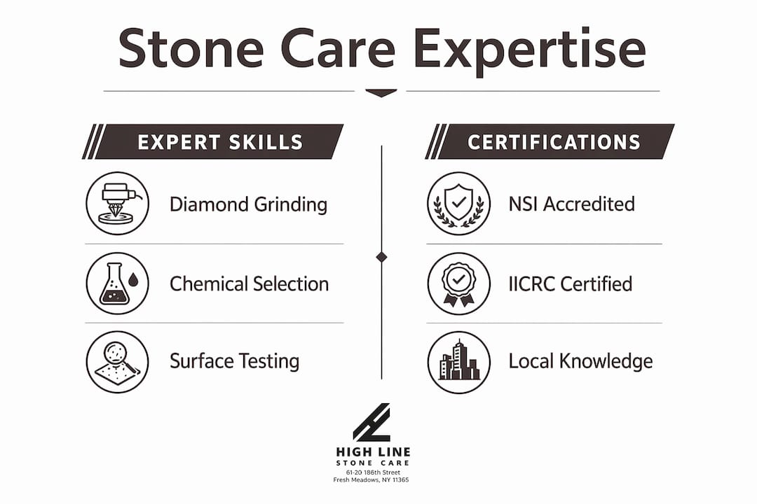 Infographic comparing stone care skills and certifications