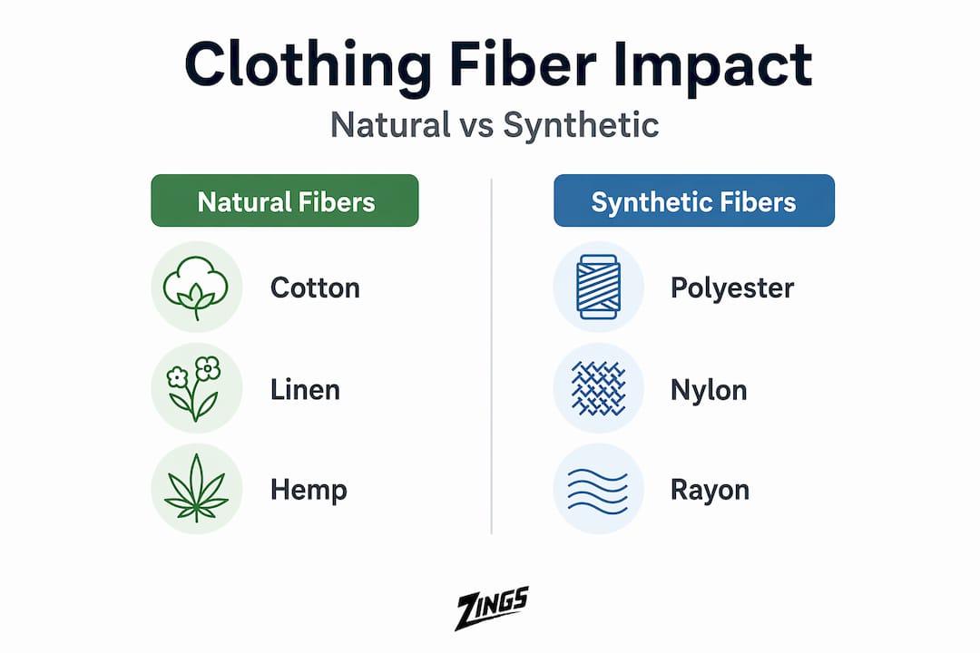 Infographic compares natural and synthetic clothing fibers