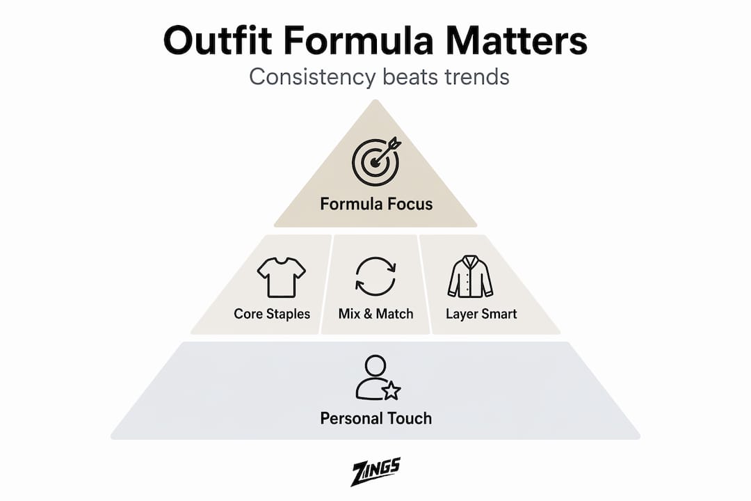 Infographic pyramid of teen outfit strategy