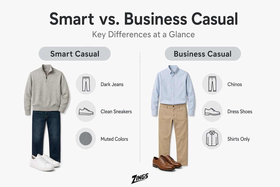 Infographic comparing smart casual and business casual