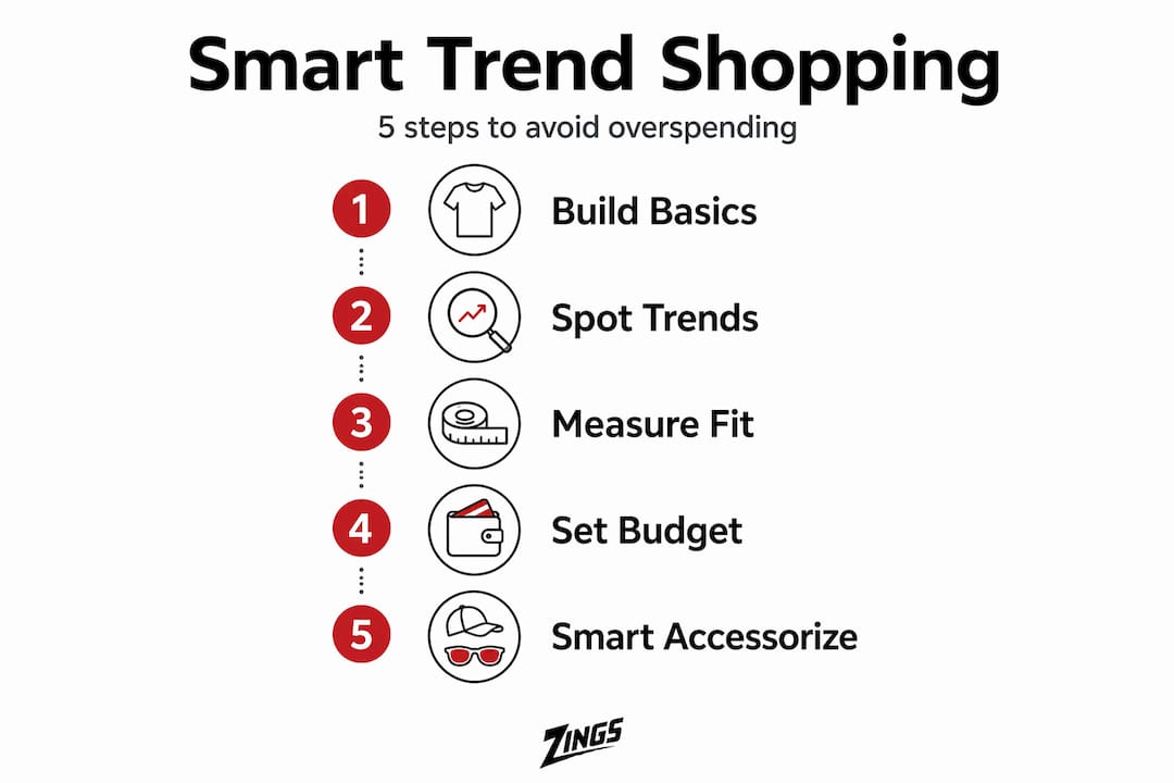 Infographic of five steps for shopping trendy clothes wisely