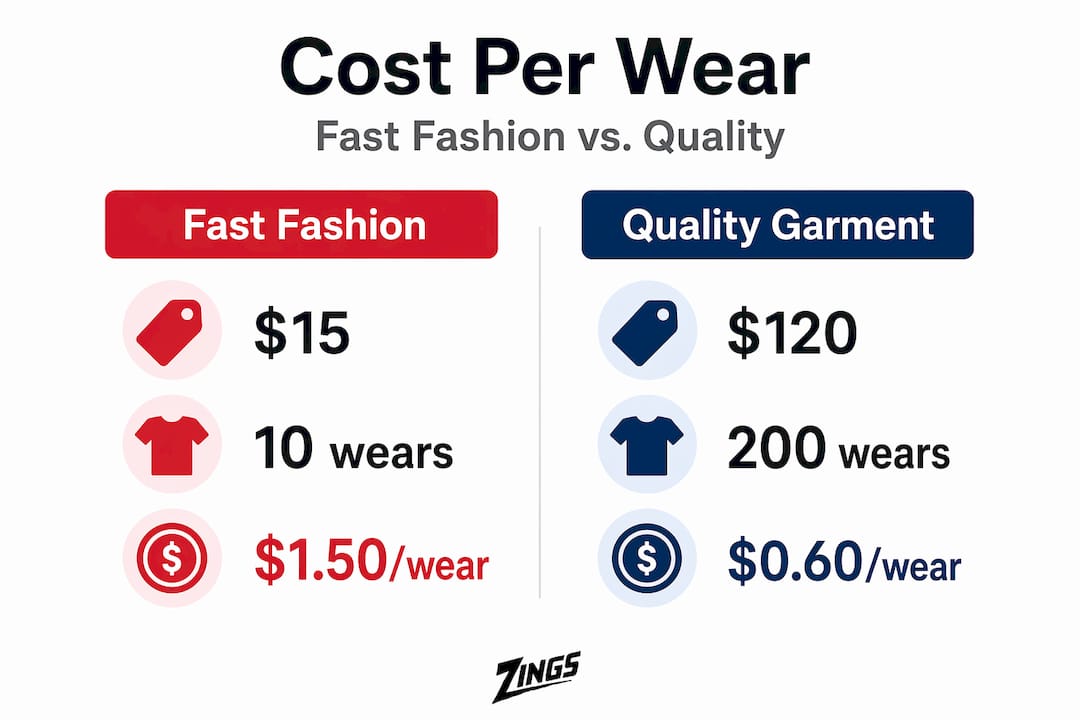 Infographic comparing fast fashion and quality item cost