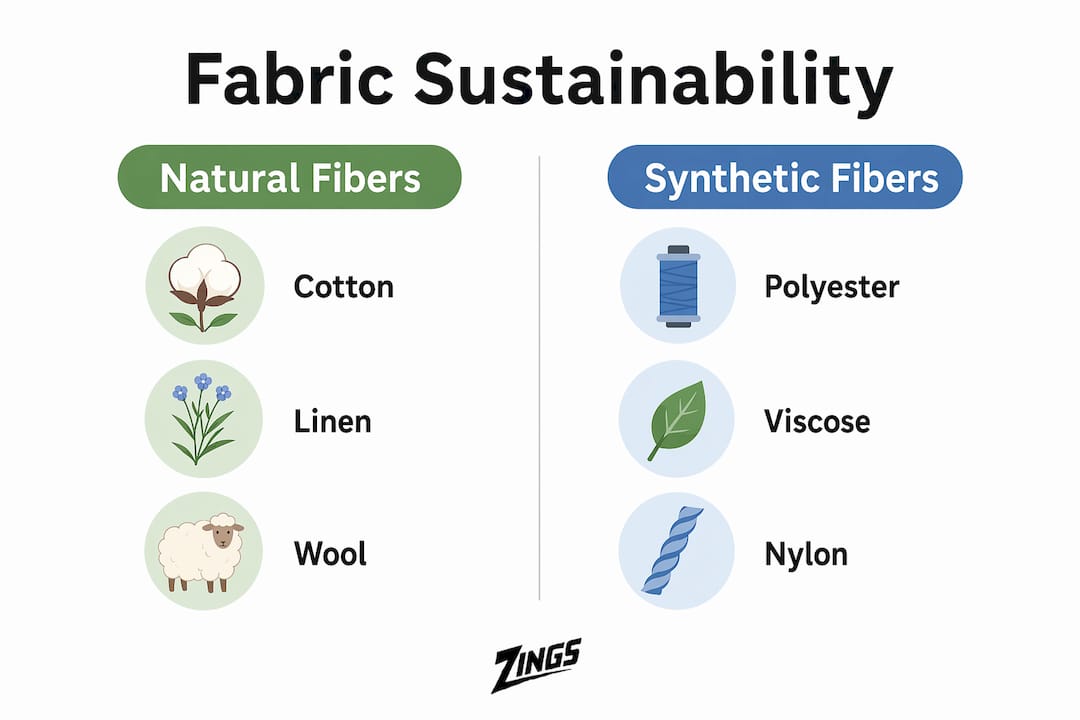 Infographic comparing natural and synthetic fabric sustainability