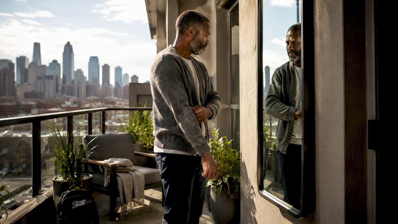 Man fitting mid-layer casualwear