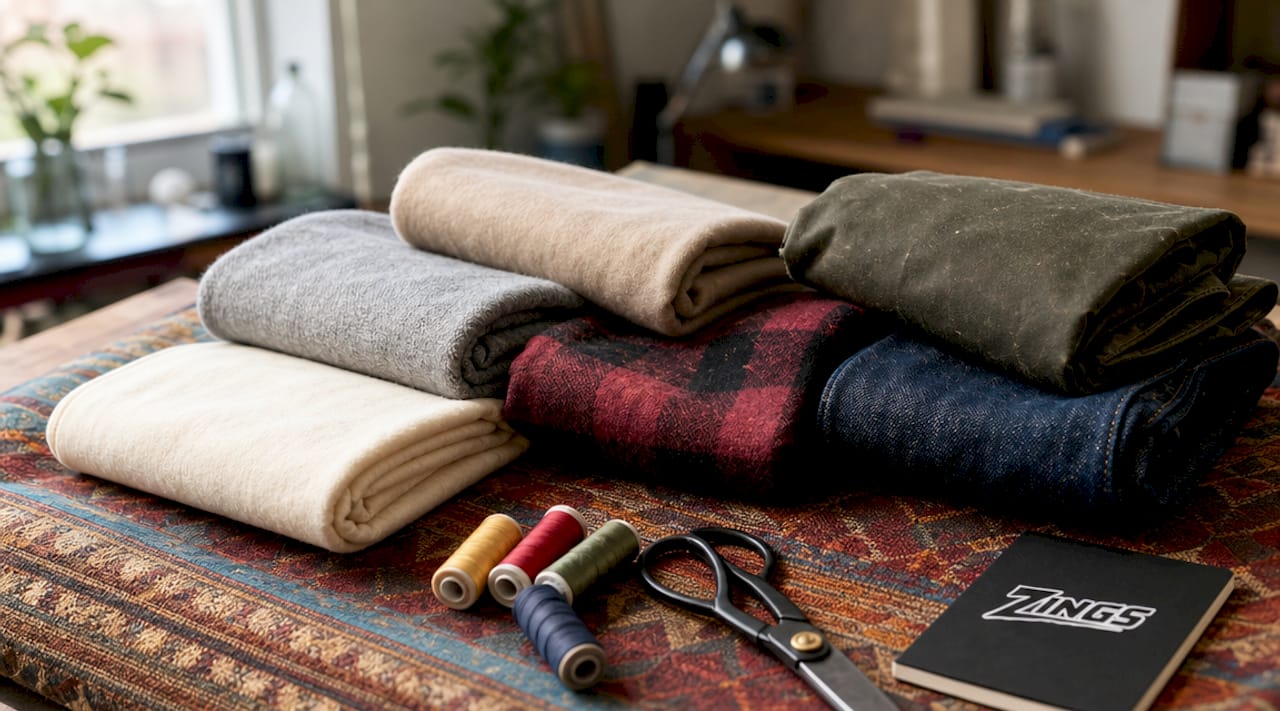 Folded layered fabrics showing texture and weight