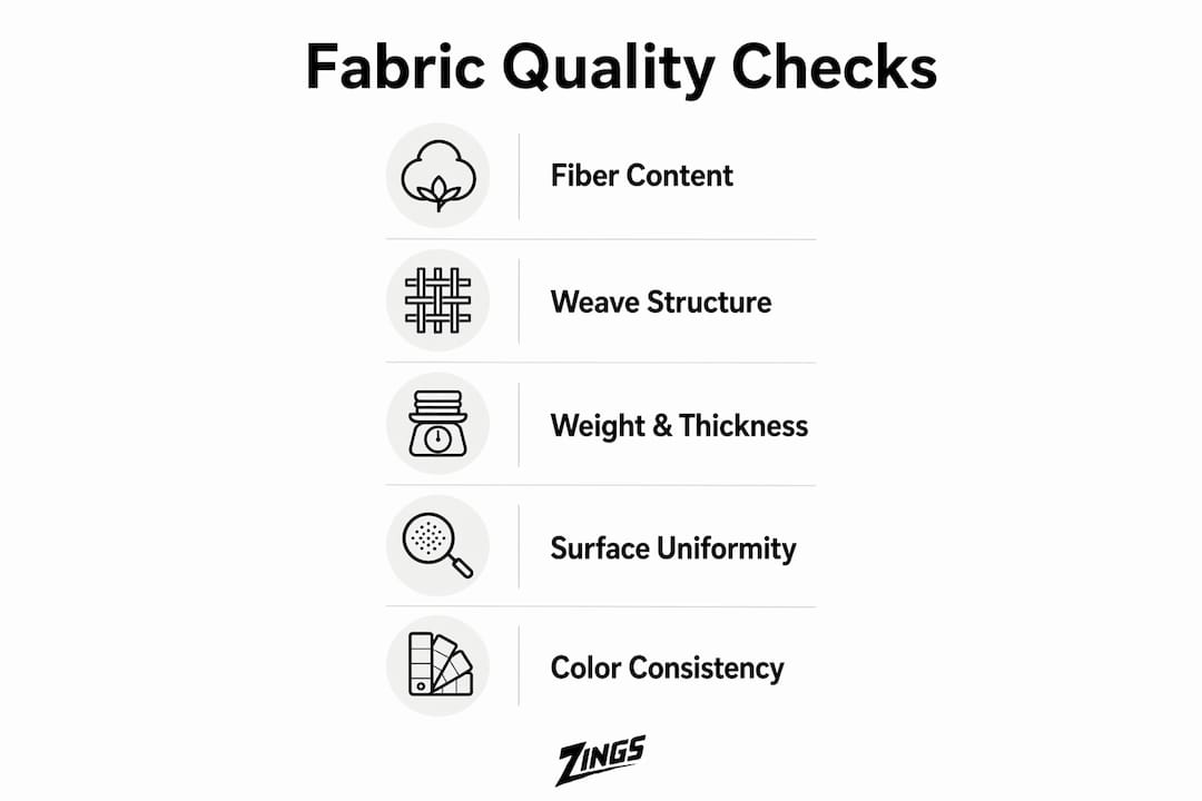 Infographic summarizing key indicators of high-quality fabric