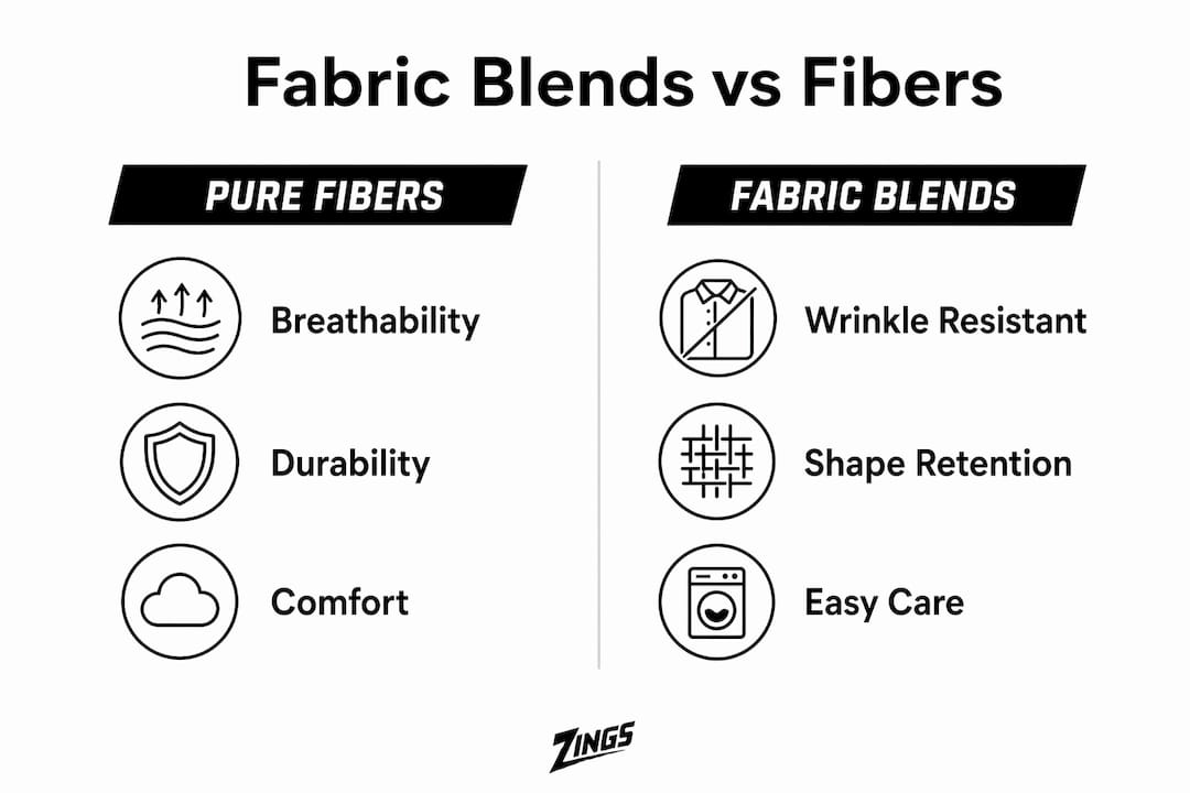 Infographic comparing fabric blends and pure fibers