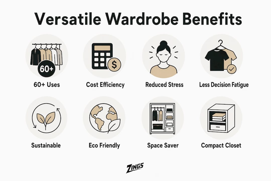 Infographic showing benefits of versatile clothing