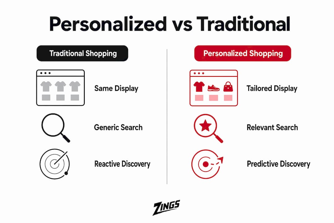 Infographic comparing personalized and traditional shopping