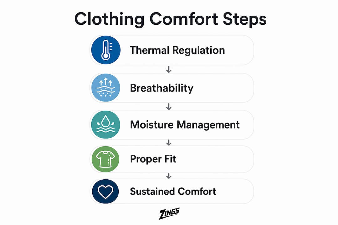 Infographic illustrating key steps of clothing comfort