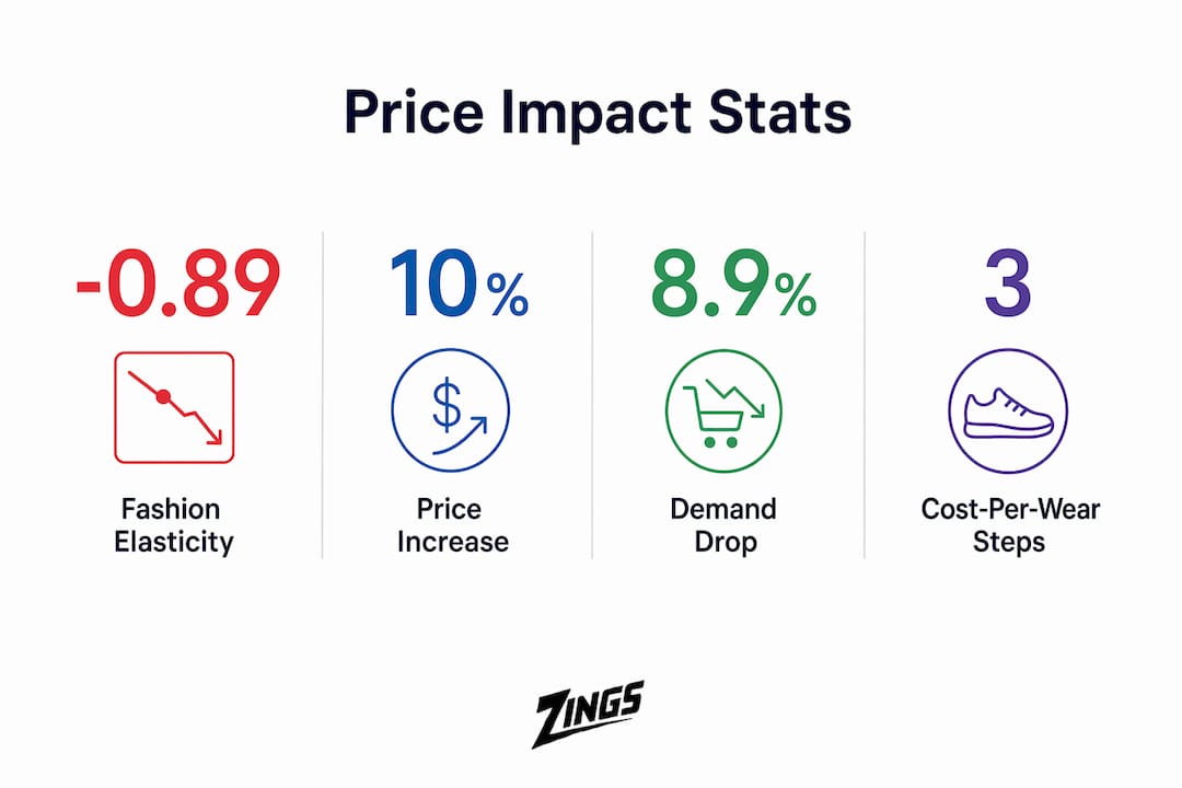 Infographic displaying key price influence statistics on fashion
