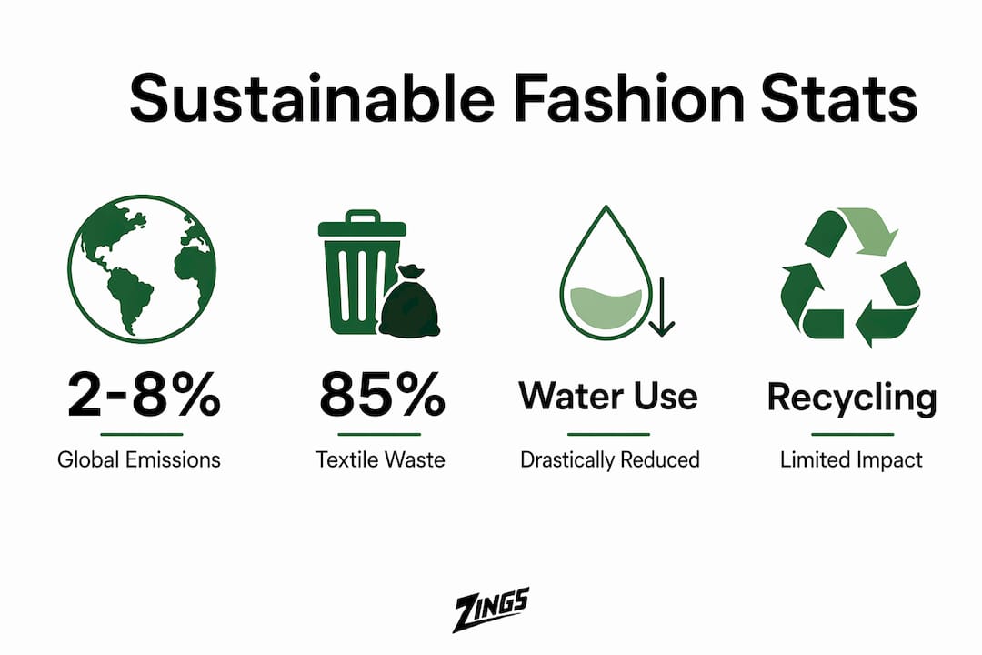 Infographic showing key sustainable fashion environmental statistics