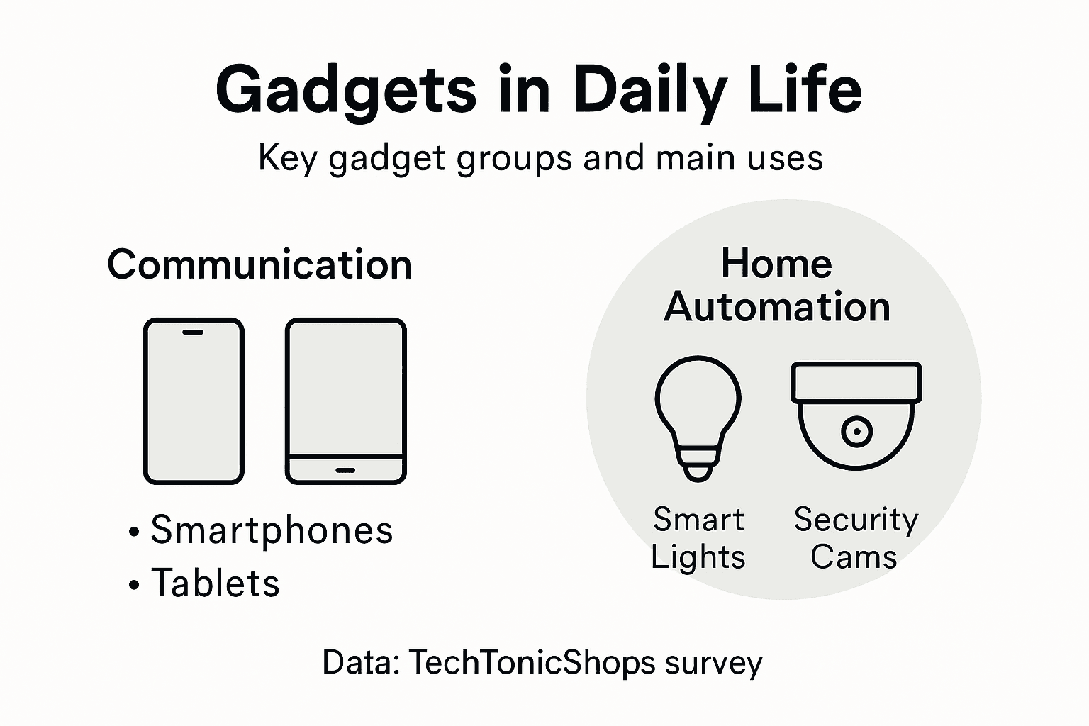 Infographic showing gadget types and uses