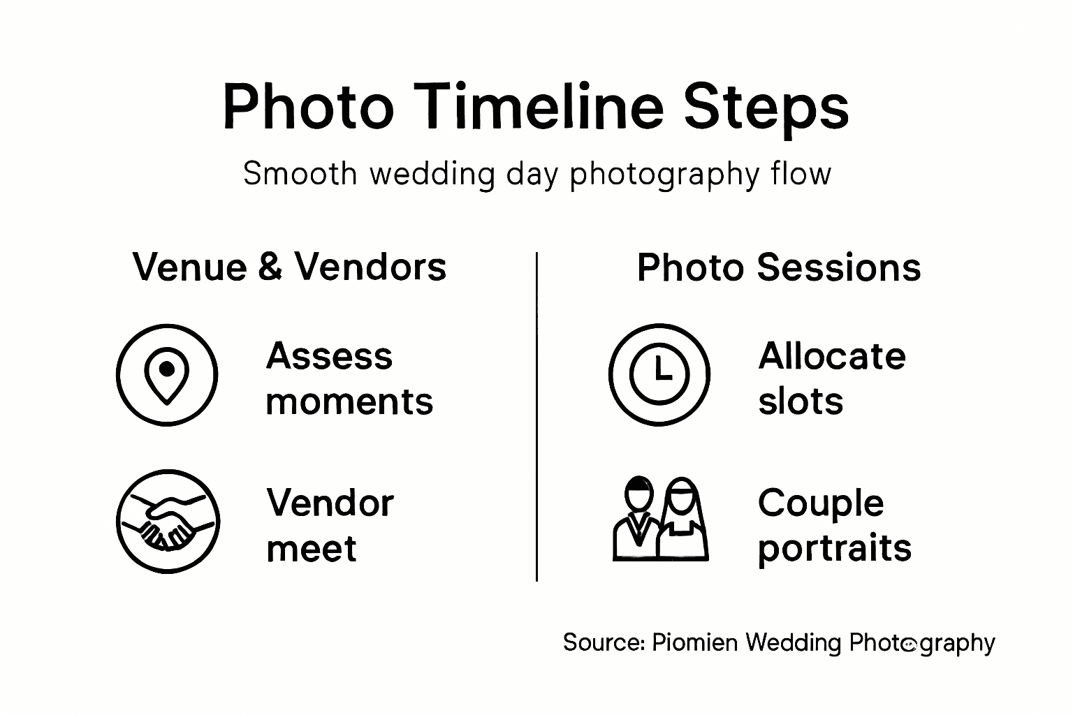 Infographic of photo timeline steps for weddings