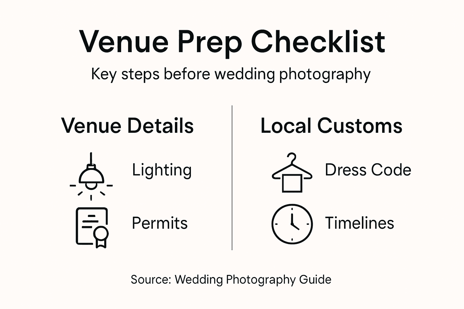 Wedding venue prep checklist infographic