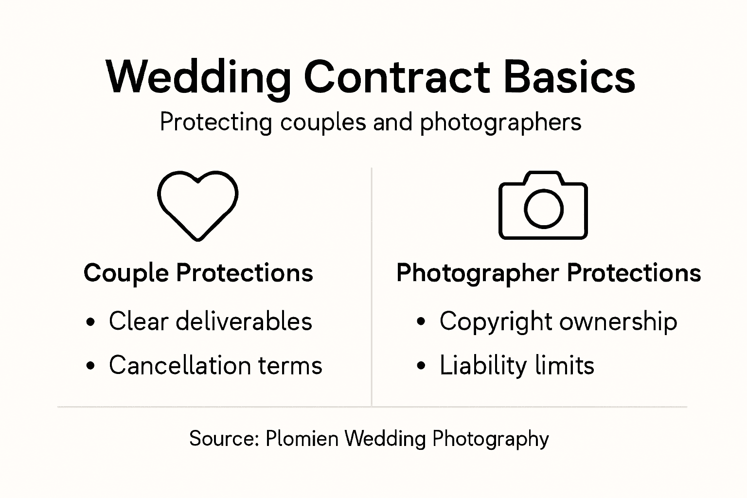 Infographic showing wedding contract essentials