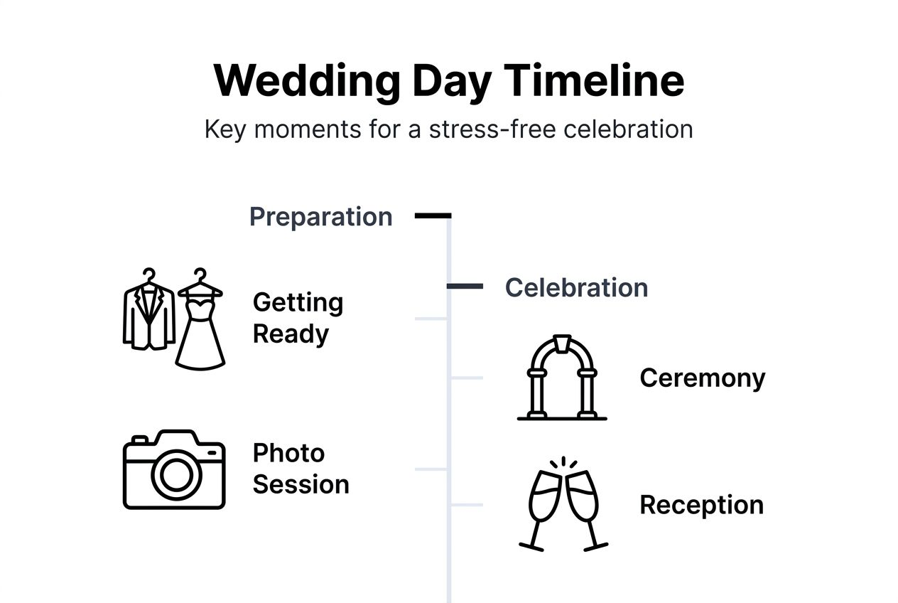 Infographic showing wedding day timeline steps