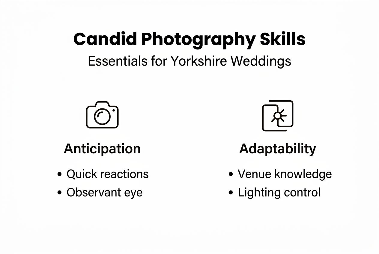Infographic comparing two key candid wedding skills