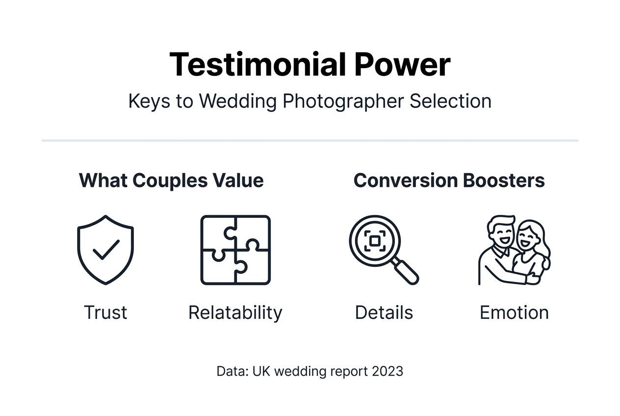 Infographic on how testimonials influence wedding photographer choices