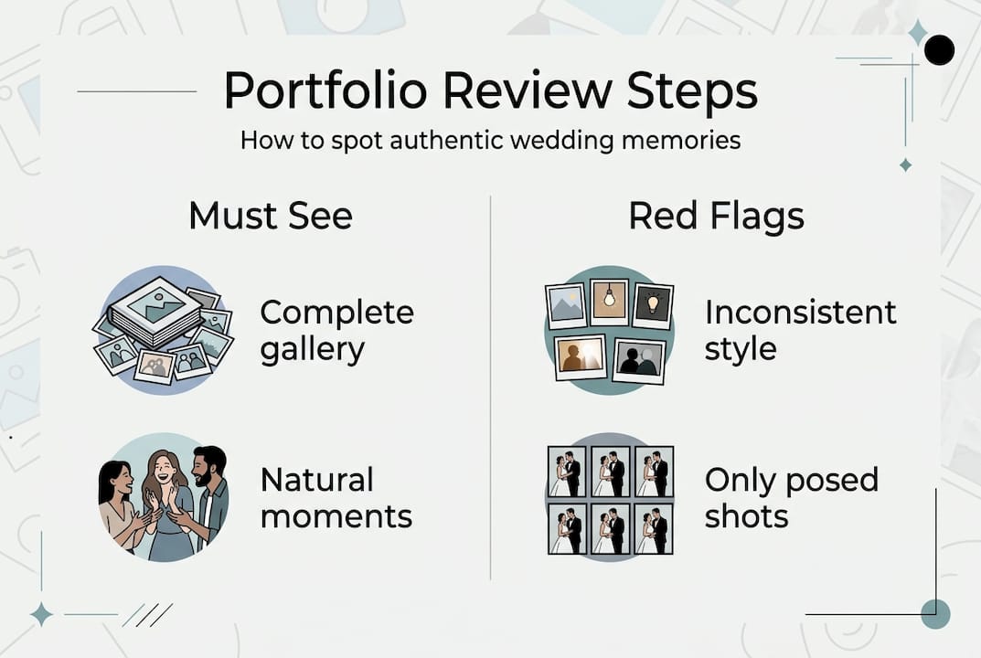 Infographic on steps to review wedding portfolios