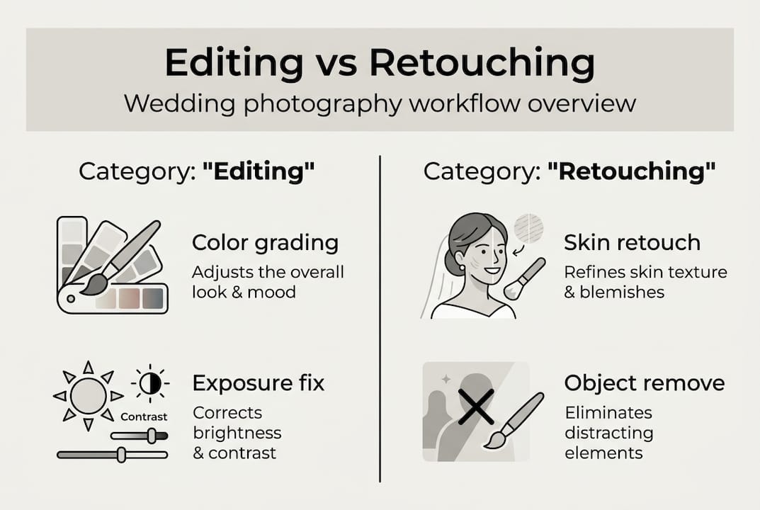 Infographic comparing editing and retouching