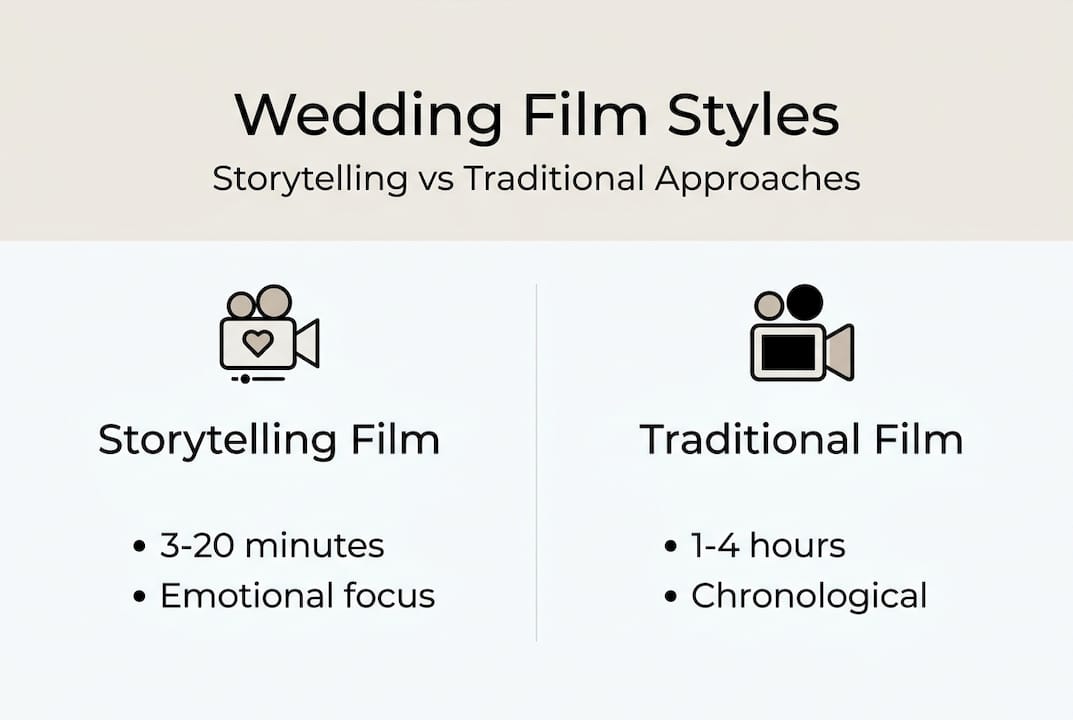 Infographic comparing storytelling and traditional wedding films