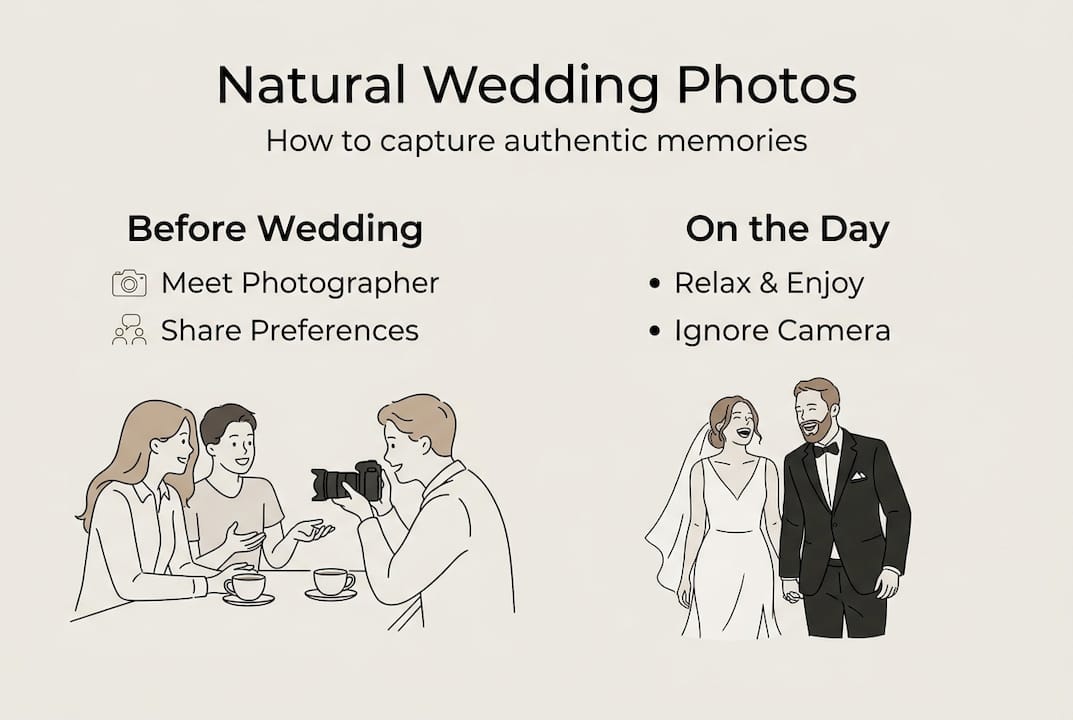 Infographic with tips for natural wedding photos