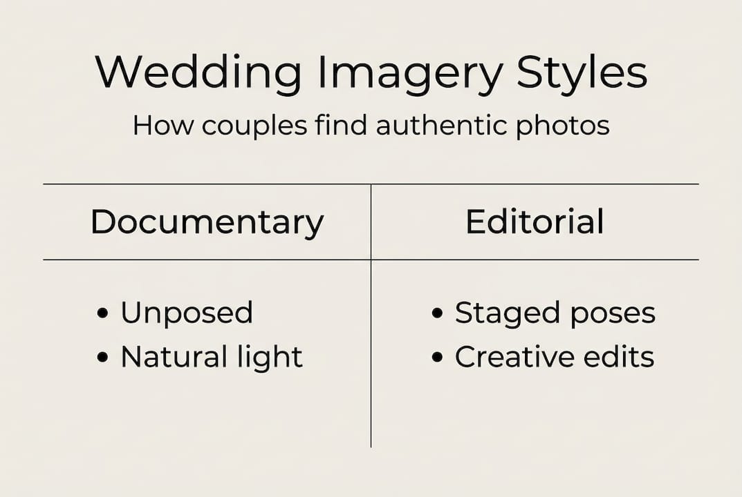 Infographic comparing wedding photography styles