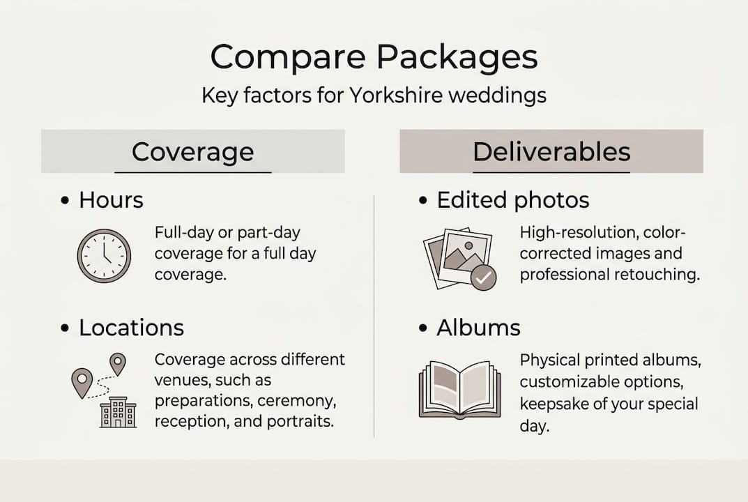 Infographic comparing wedding photography packages