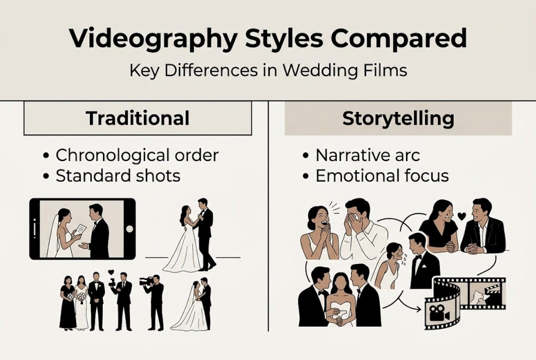 Infographic comparing wedding videography styles