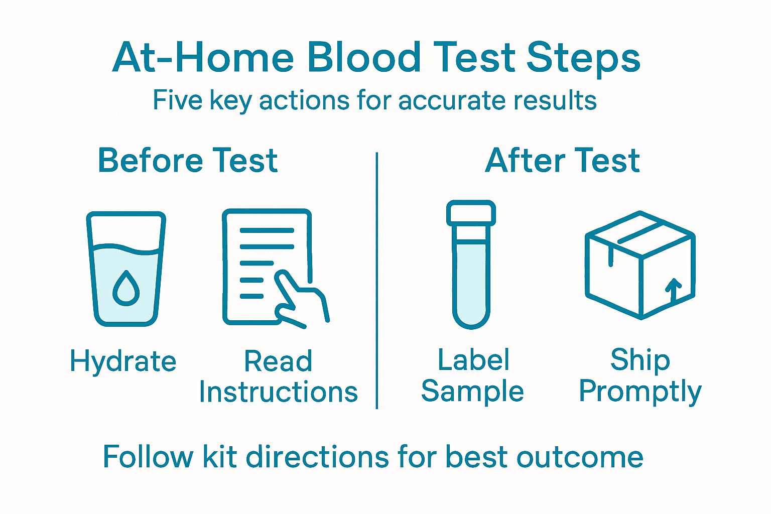 Infographic showing five at-home blood test steps