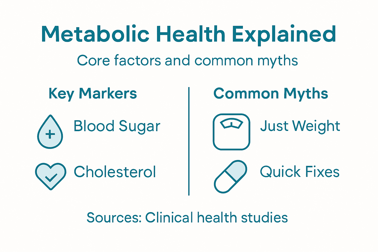 Infographic with markers and myths about metabolic health