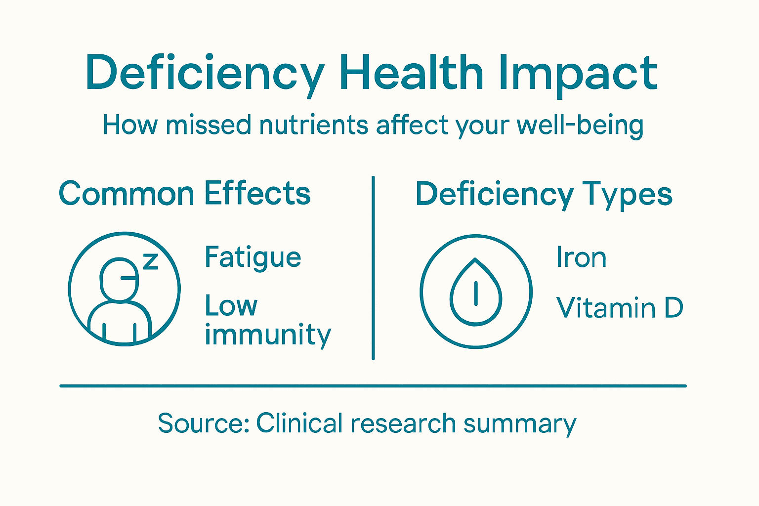 Infographic showing nutrient deficiency health effects