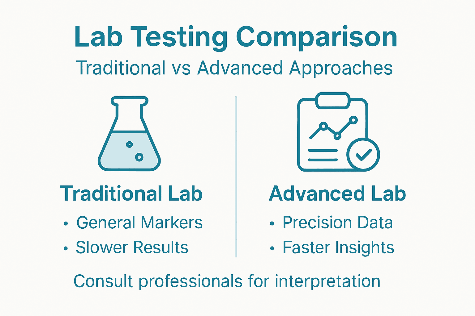 Infographic comparing traditional and advanced lab tests