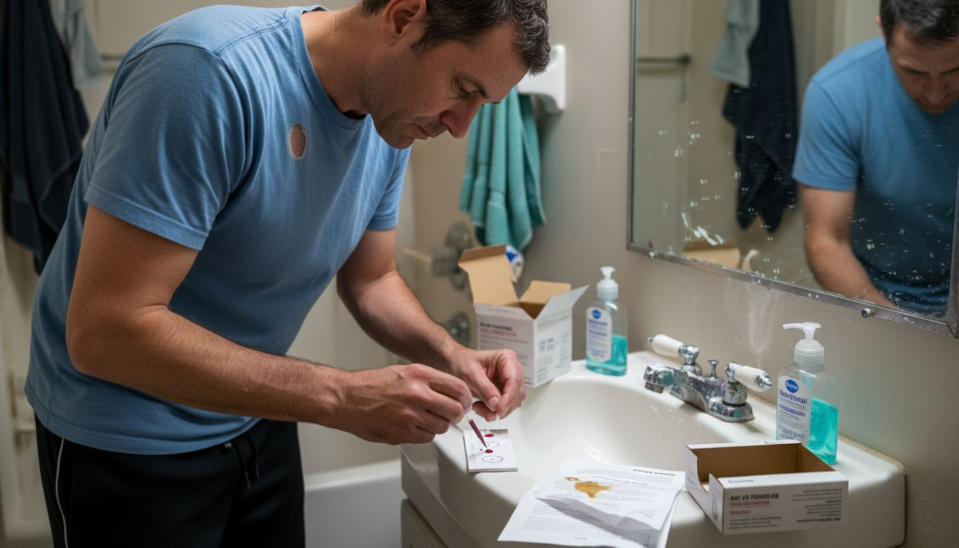 Man collecting sample for at-home test